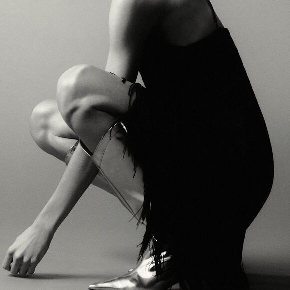 ZARA  Black Fringed Slip Dress New - Picture 5 of 7